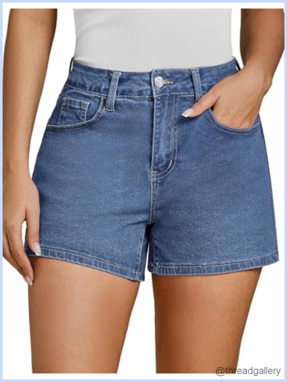 High Waisted Stretchy Denim Jean Shorts Wide Leg Cut Off Jorts